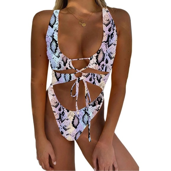 CHYRII Women's Sexy Cutout Lace Up Backless High Cut One Piece Swimsuit Monokini - Picture 1 of 13